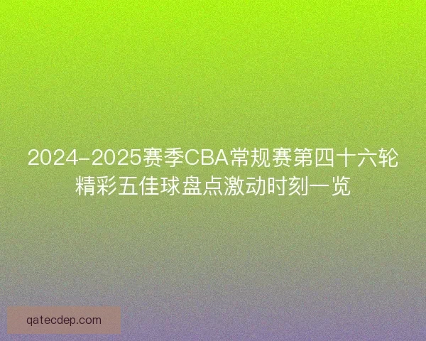2024-2025赛季CBA常规赛第四十六轮精彩五佳球盘点激动时刻一览